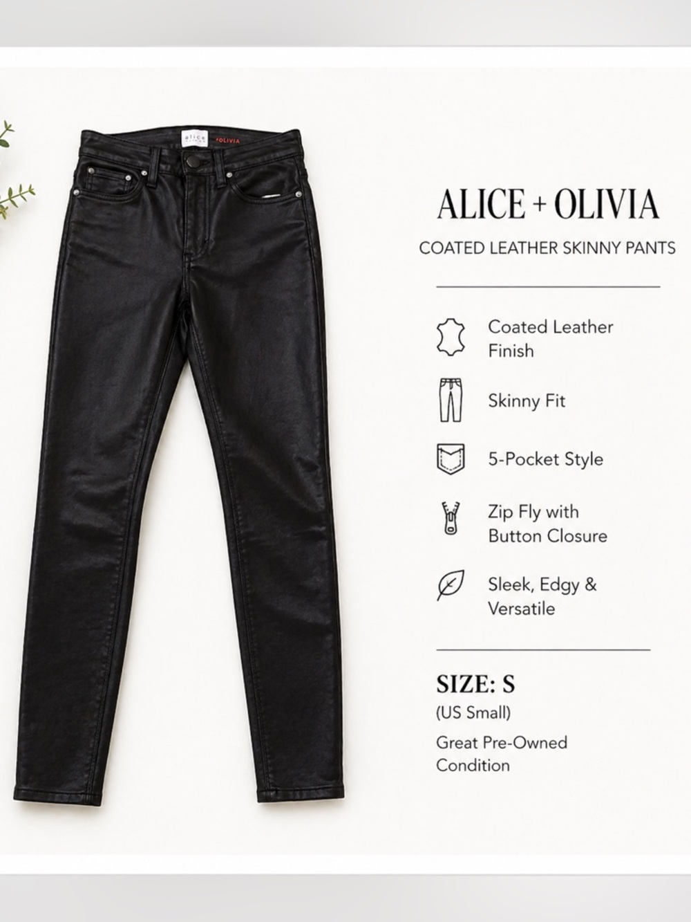 Alice + Olivia Black Skinny Jeans